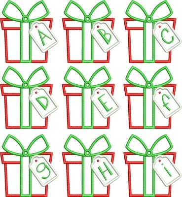 Gift Box Monogram Applique