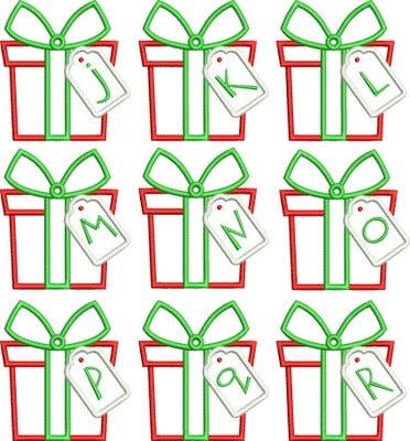 Gift Box Monogram Applique