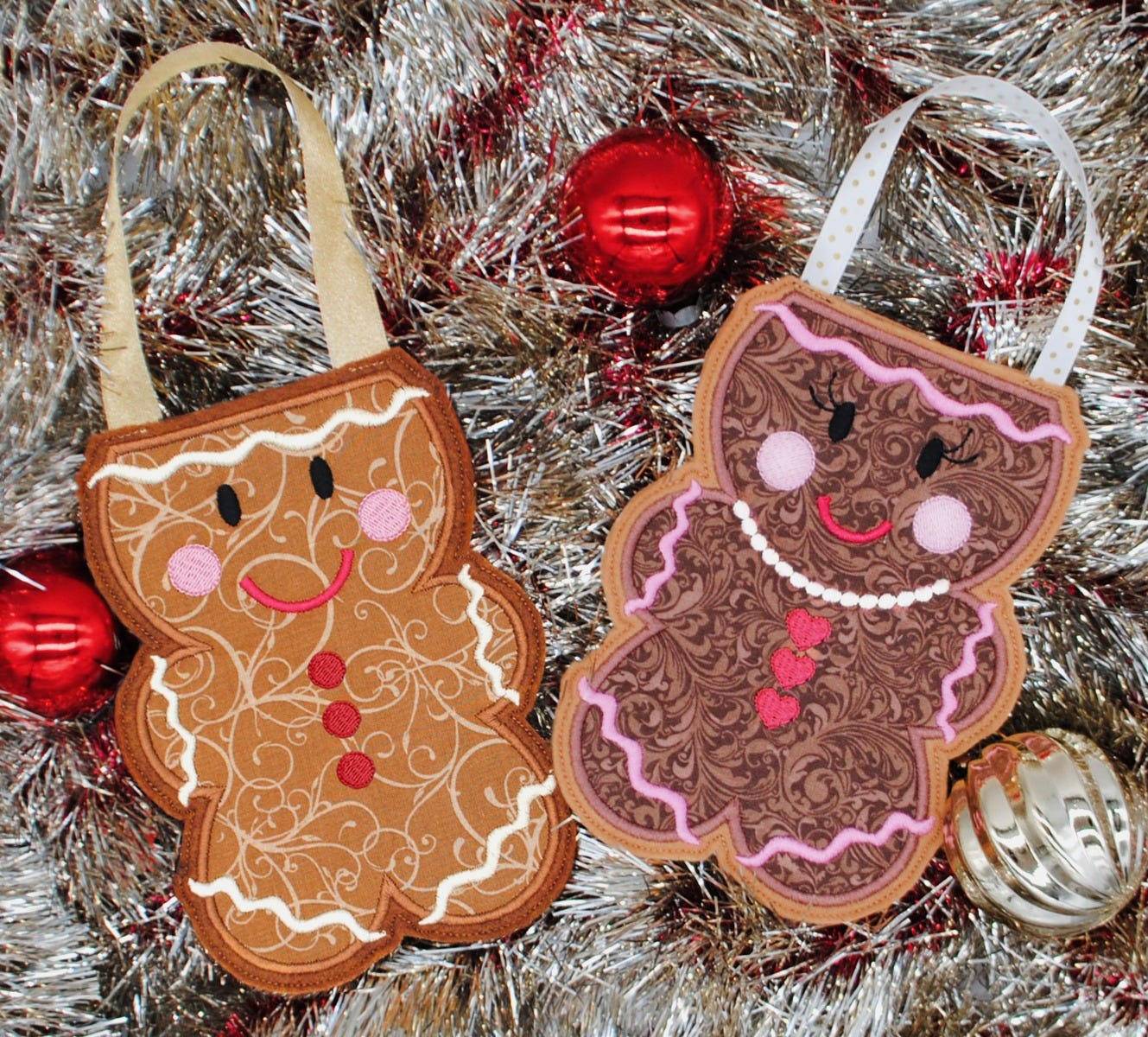 Mr and Mrs Gingerbread Treat Bags | Machine Embroidery Designs by JuJu
