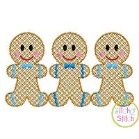 Gingerbread Boy Trio Motif Embroidery | Machine Embroidery Designs by JuJu