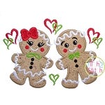 Gingerbread Couple Applique | Machine Embroidery Designs by JuJu