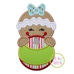 Gingerbread Girl Ornament Peeker Applique | Machine Embroidery Designs by JuJu