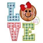 Gingerbread Girl LOVE Applique | Machine Embroidery Designs by JuJu