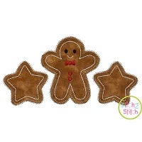 Gingerbread Man Stars Trio Zig Zag Applique | Machine Embroidery Designs by JuJu