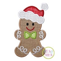 Gingerbread Santa Hat Boy Applique | Machine Embroidery Designs by JuJu