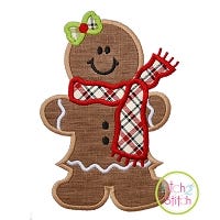 Gingerbread Girl Scarf Applique | Machine Embroidery Designs by JuJu