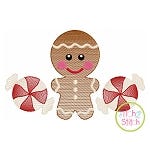 Gingerbread Trio Boy Sketch Embroidery | Machine Embroidery Designs by JuJu
