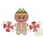 Gingerbread Trio Girl Sketch Embroidery | Machine Embroidery Designs by JuJu