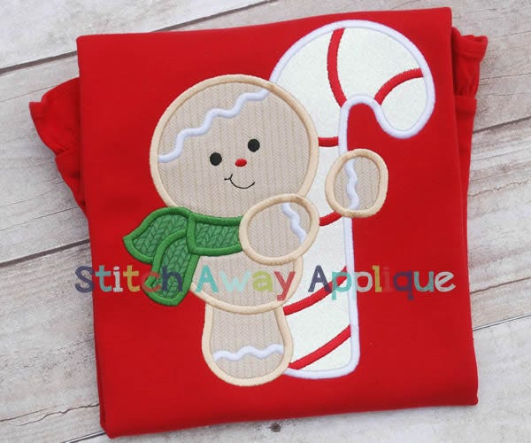 Gingerbread Candy Cane | Machine Embroidery Designs by JuJu/ Stitch Away Applique 