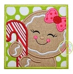 Gingerbread Candy Cane Box Girl Applique | Machine Embroidery Designs by JuJu