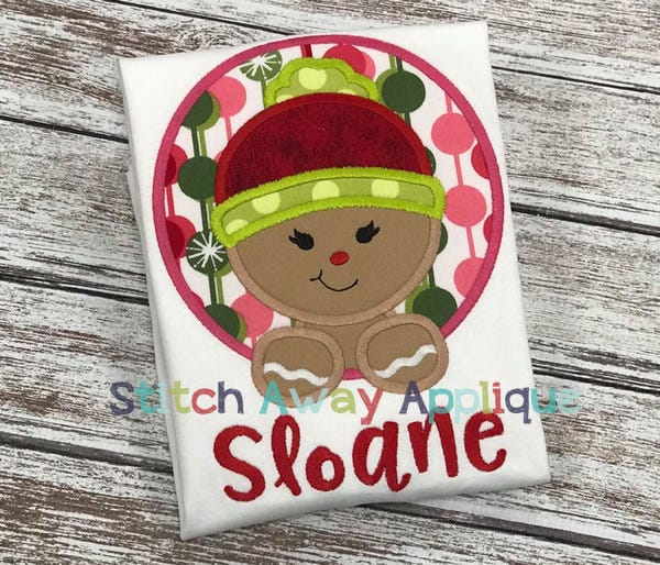 Ginger Girl Peeking | Machine Embroidery Designs by JuJu/ Stitch Away Applique 