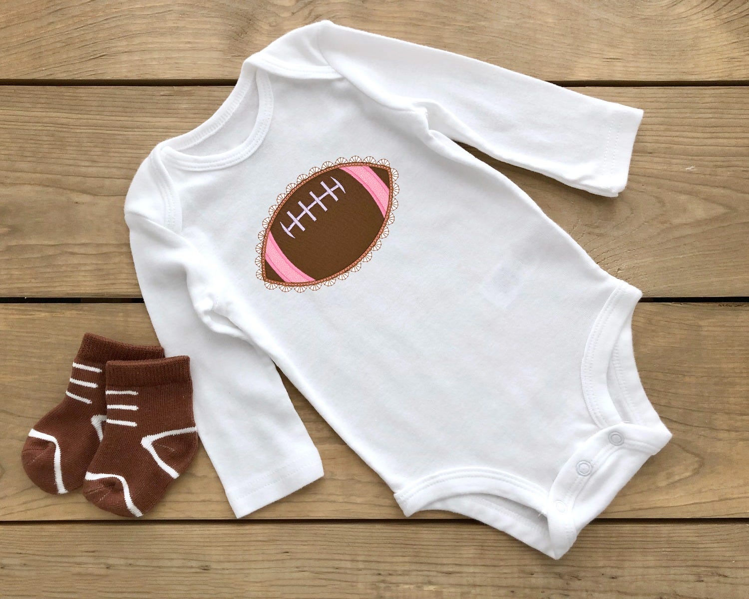 Girly Football Applique | Machine Embroidery Designs by JuJu