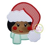 Girl Fluffy Hat Applique | Machine Embroidery Designs by JuJu
