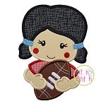 Girl Holding Football Applique | Machine Embroidery Designs by JuJu