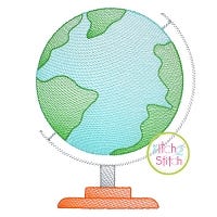 Globe Sketch Embroidery | Machine Embroidery Designs by JuJu