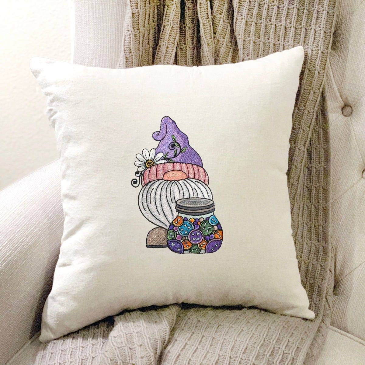 Sewing Gnome Buttons | Machine Embroidery Designs by JuJu
