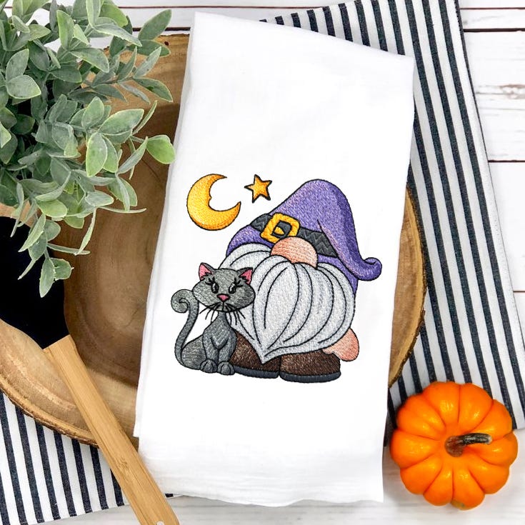 Gnome Cat Moon | Machine Embroidery Designs by JuJu