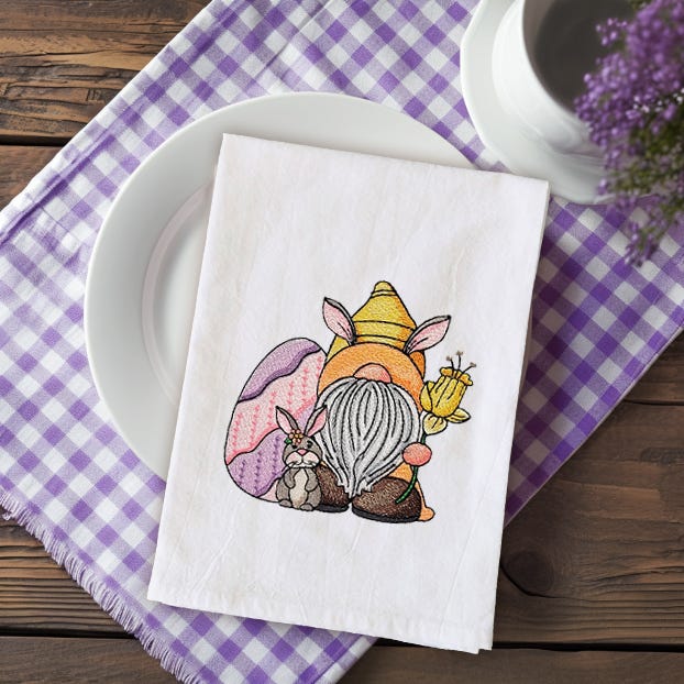 Easter Gnome Bunny Egg Flower | Machine Embroidery Designs by JuJu