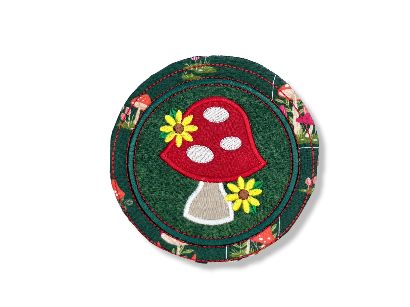 ITH Mushroom Coaster | Machine Embroidery Designs by JuJu