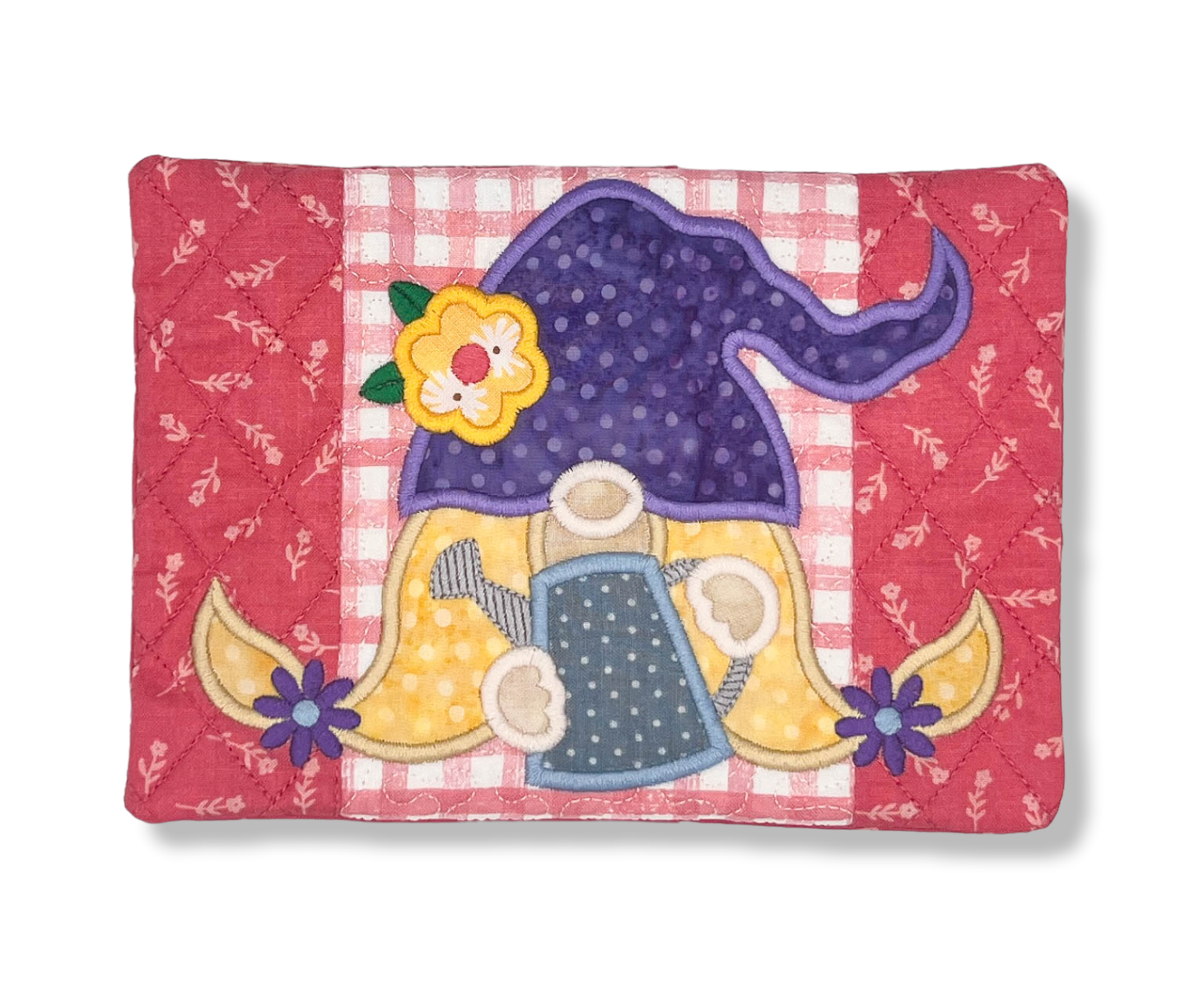 ITH Gnome Watering Can Mug Rug | Machine Embroidery Designs by JuJu