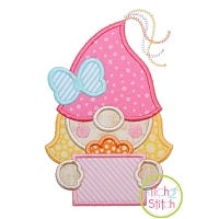Gnome Birthday Girl Applique Design | Machine Embroidery Designs by JuJu