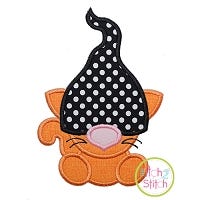 Gnome Cat Applique Design | Machine Embroidery Designs by JuJu