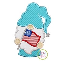 Gnome With Flag Applique | Machine Embroidery Designs by JuJu