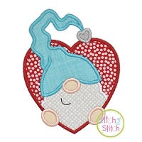 Gnome in Heart Boy Applique Design | Machine Embroidery Designs by JuJu