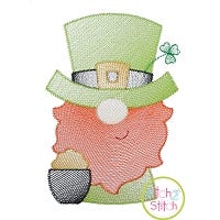 Gnome Leprechaun Sketch Embroidery Design | Machine Embroidery Designs by JuJu