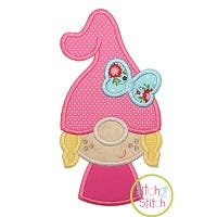 Gnome Little Girl Applique Design | Machine Embroidery Designs by JuJu