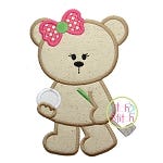 Golf Bear Girl Applique | Machine Embroidery Designs by JuJu