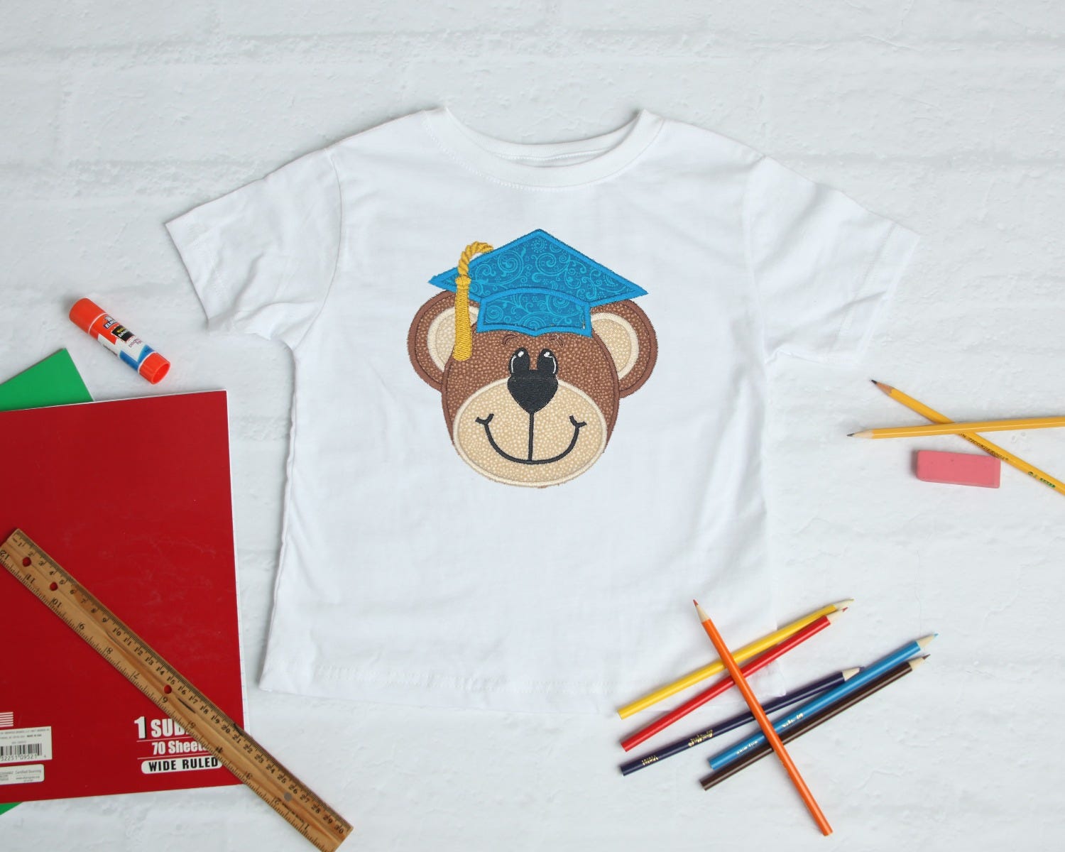 Graduation Bear Applique | Machine Embroidery Designs by JuJu