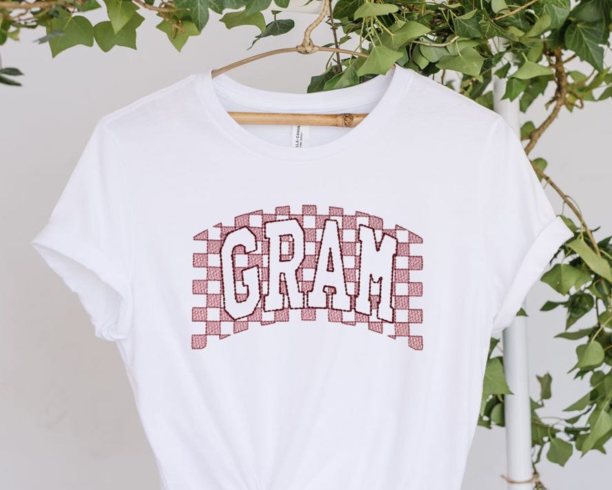 Checkered Gram | Machine Embroidery Designs by JuJu