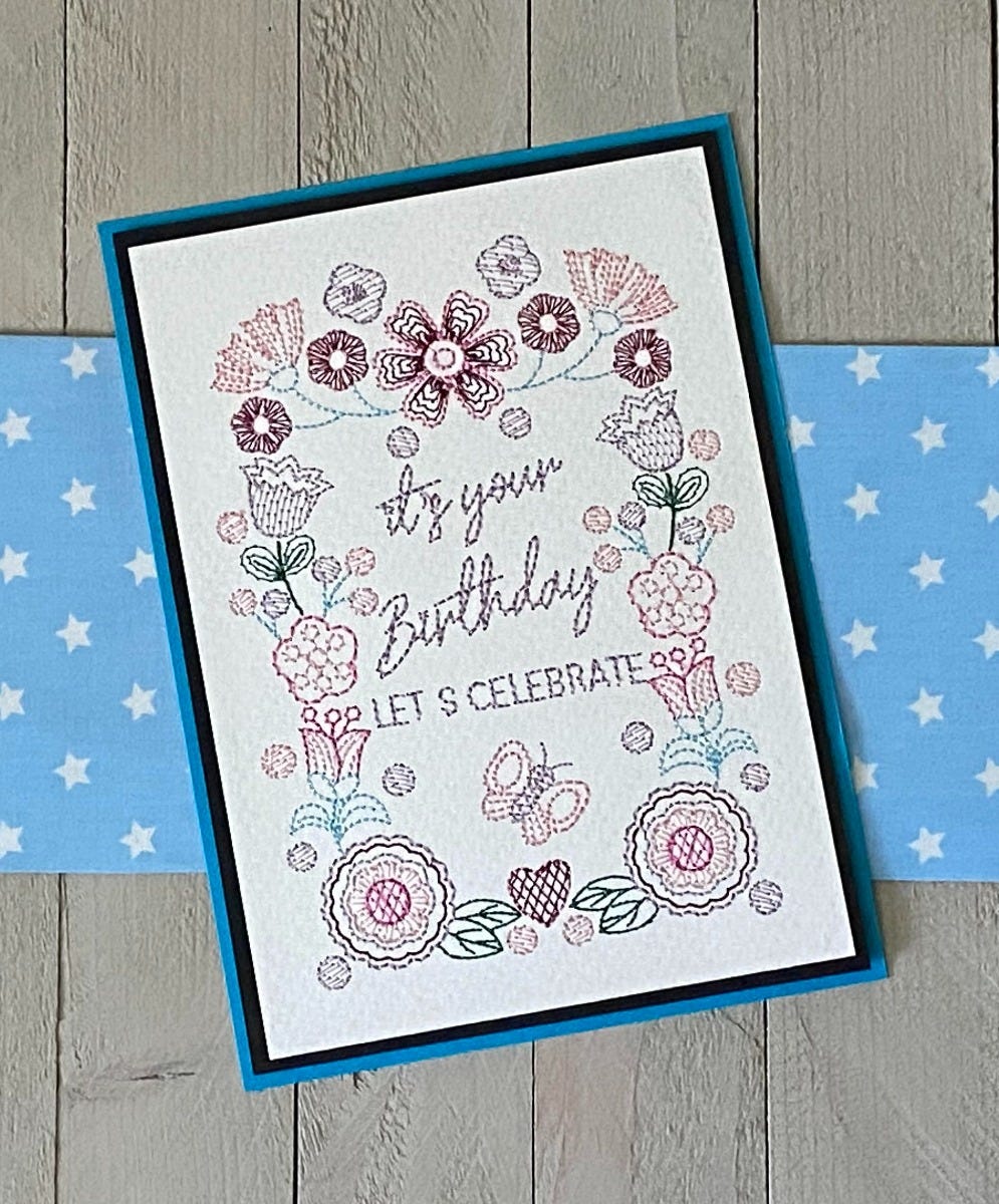 Greeting Cards Set 5 Digital Machine Embroidery Designs by JuJu