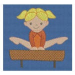 Cute Gymnasts Machine Embroidery Designs by JuJu