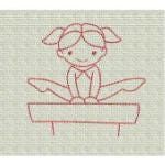 Cute Gymnasts Redwork Machine Embroidery Designs by JuJu