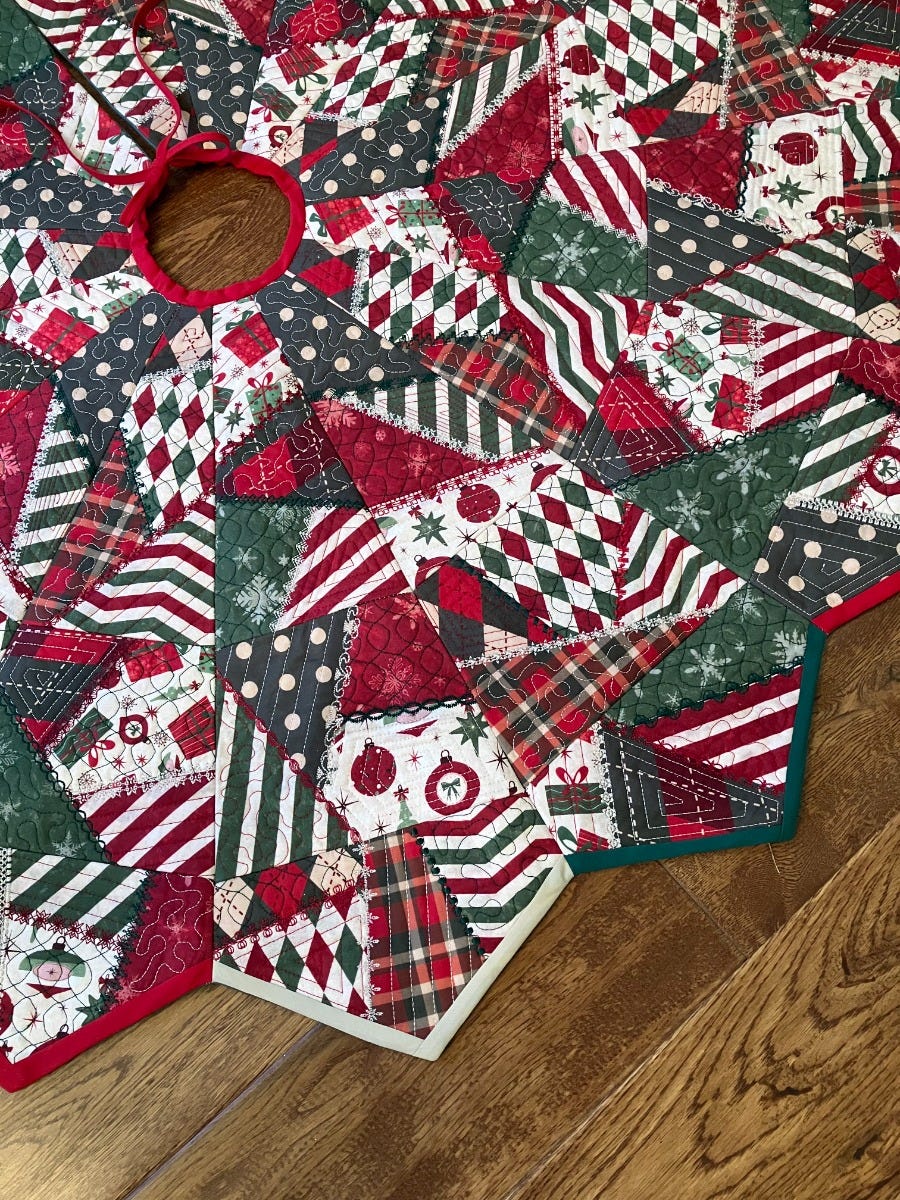 ITH Crazy Patch Tree Skirt | Machine Embroidery Designs by JuJu