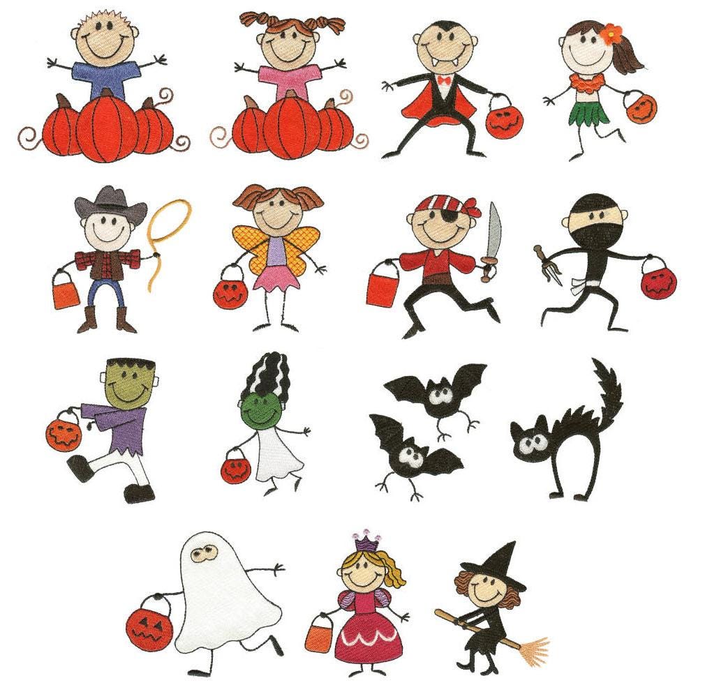 The Stix Kids Trick or Treat Machine Embroidery Designs by JuJu