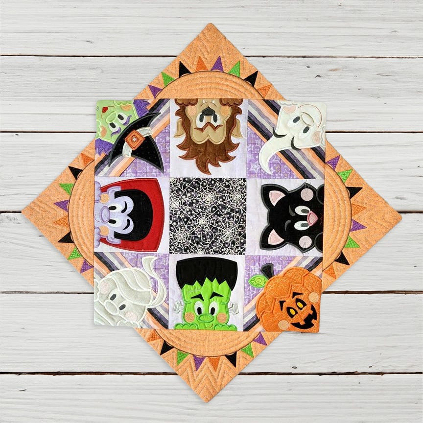 ITH Halloween Table Topper | Machine Embroidery Designs by JuJu