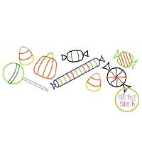 Halloween Candy Border Bean Embroidery | Machine Embroidery Designs by JuJu