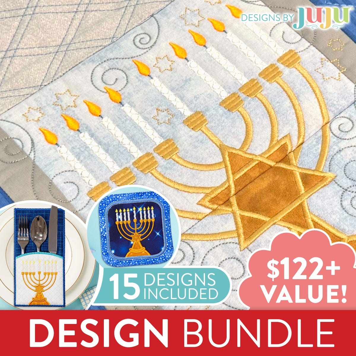Hanukkah Embroidery Designs and In The Hoop Bundle
