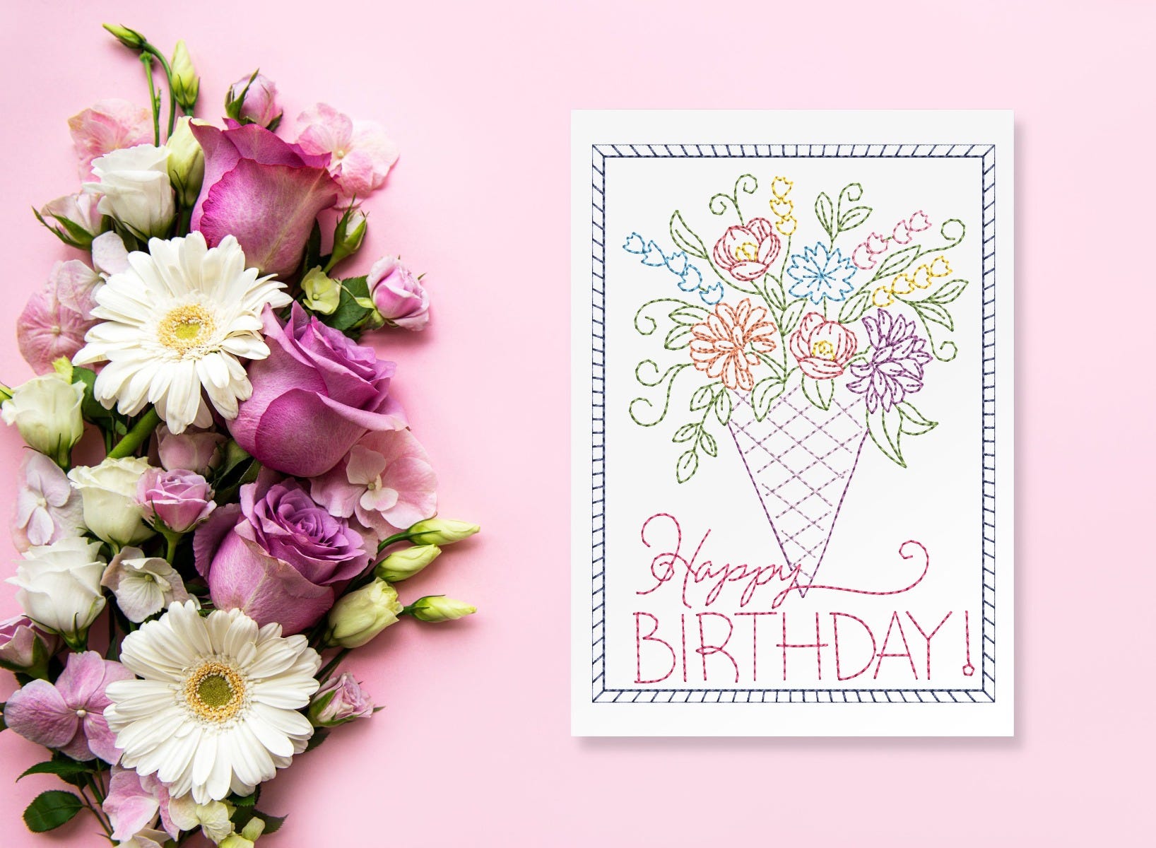 Birthday Greeting Cards 1 | Machine Embroidery Designs by JuJu