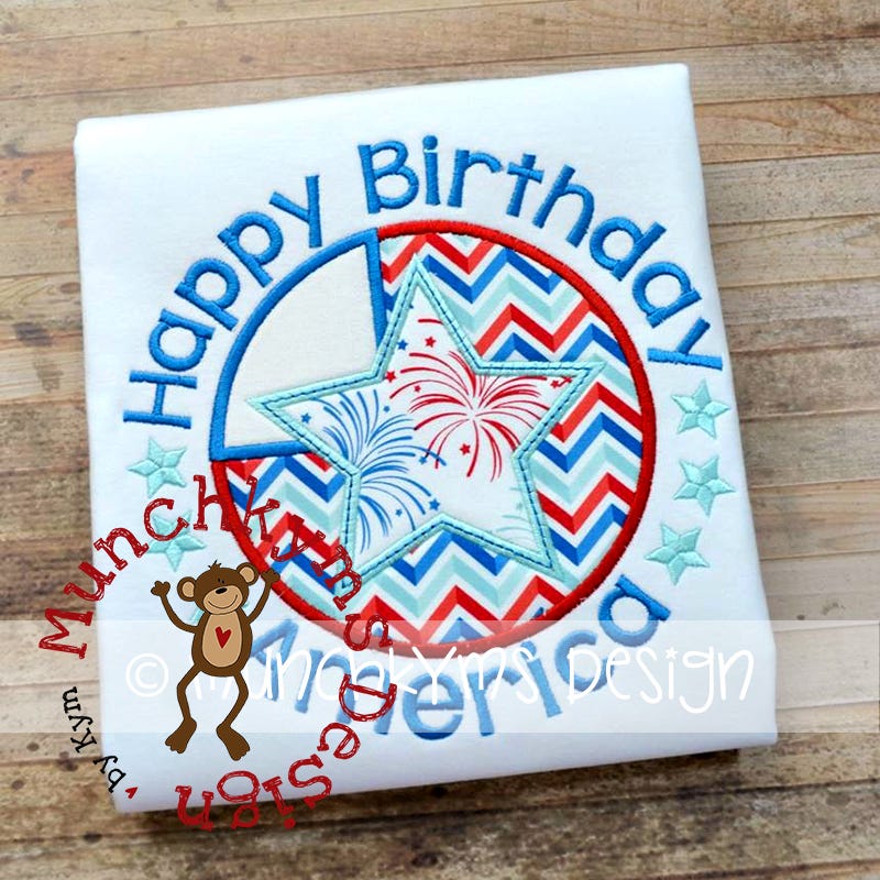 Happy Birthday America | Machine Embroidery Designs by JuJu