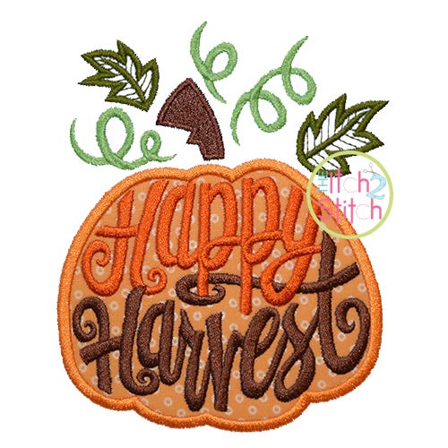 Happy Harvest Pumpkin Applique | Machine Embroidery Designs by JuJu