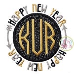 Happy New Year Circle Frame Applique | Machine Embroidery Designs by JuJu