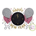 Happy New Year Clock Applique | Machine Embroidery Designs by JuJu