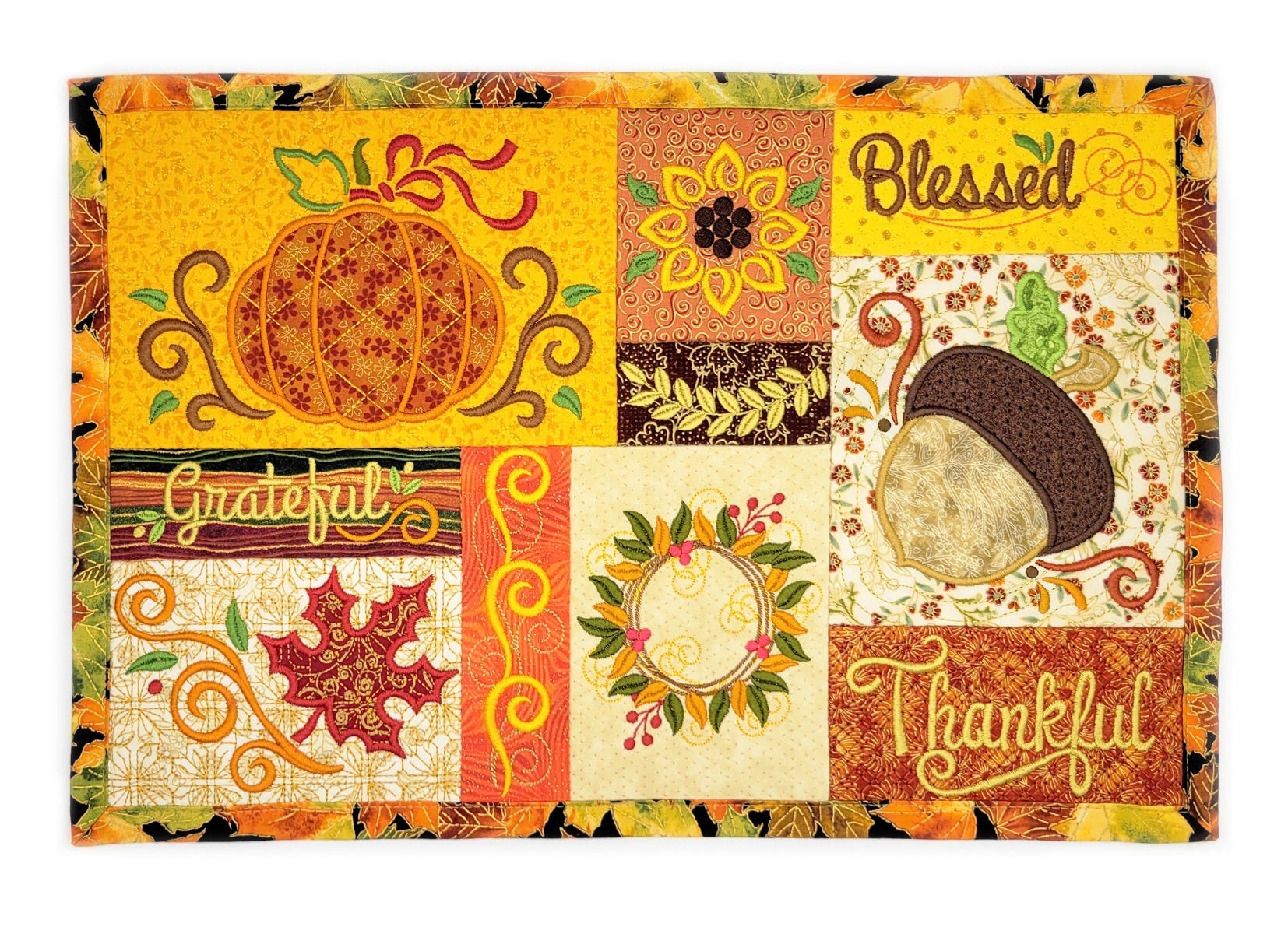 ITH Fall Placemat 2 | Machine Embroidery Designs by JuJu
