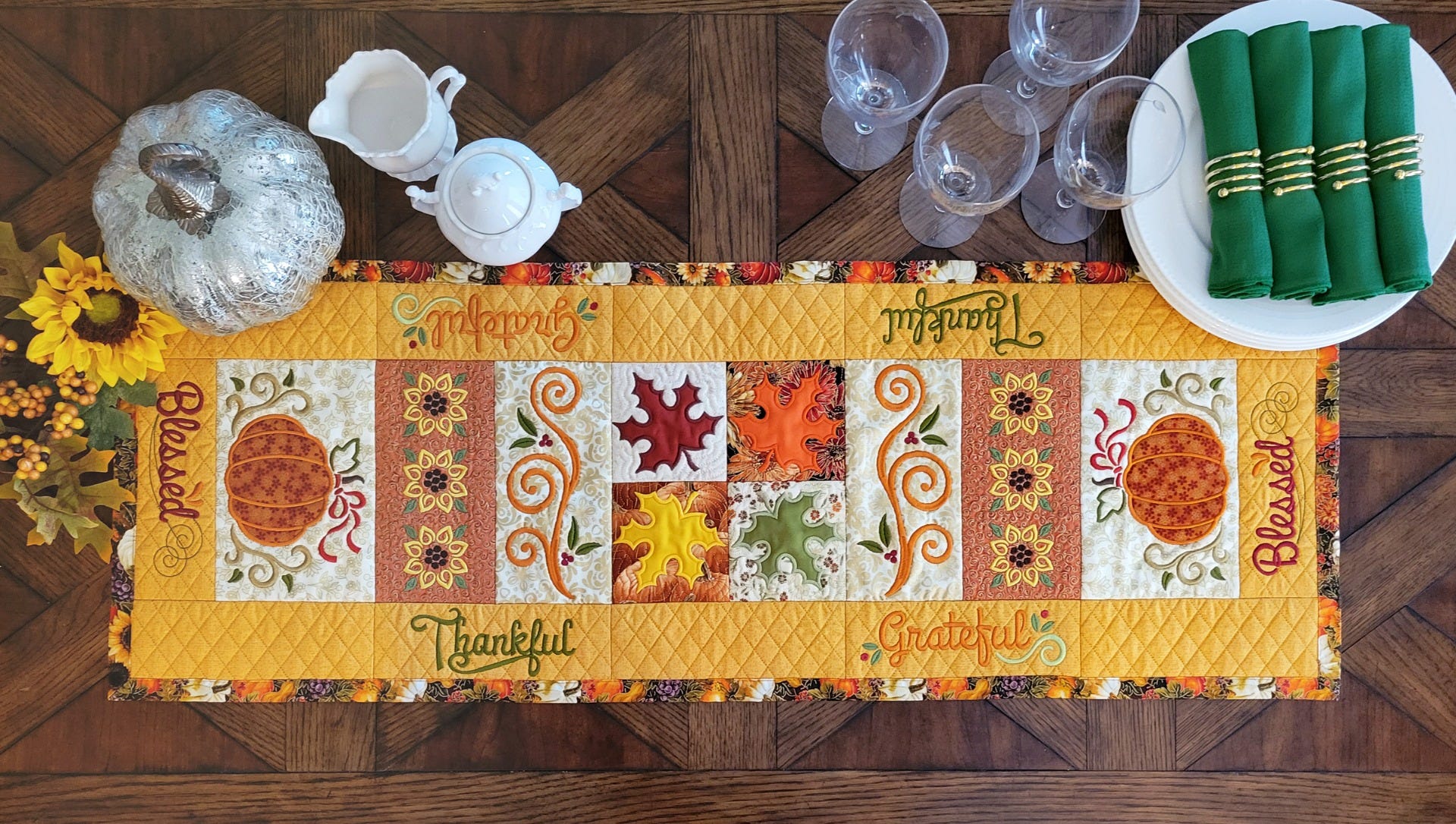 ITH Fall Table Runner 1 | Machine Embroidery Designs by JuJu