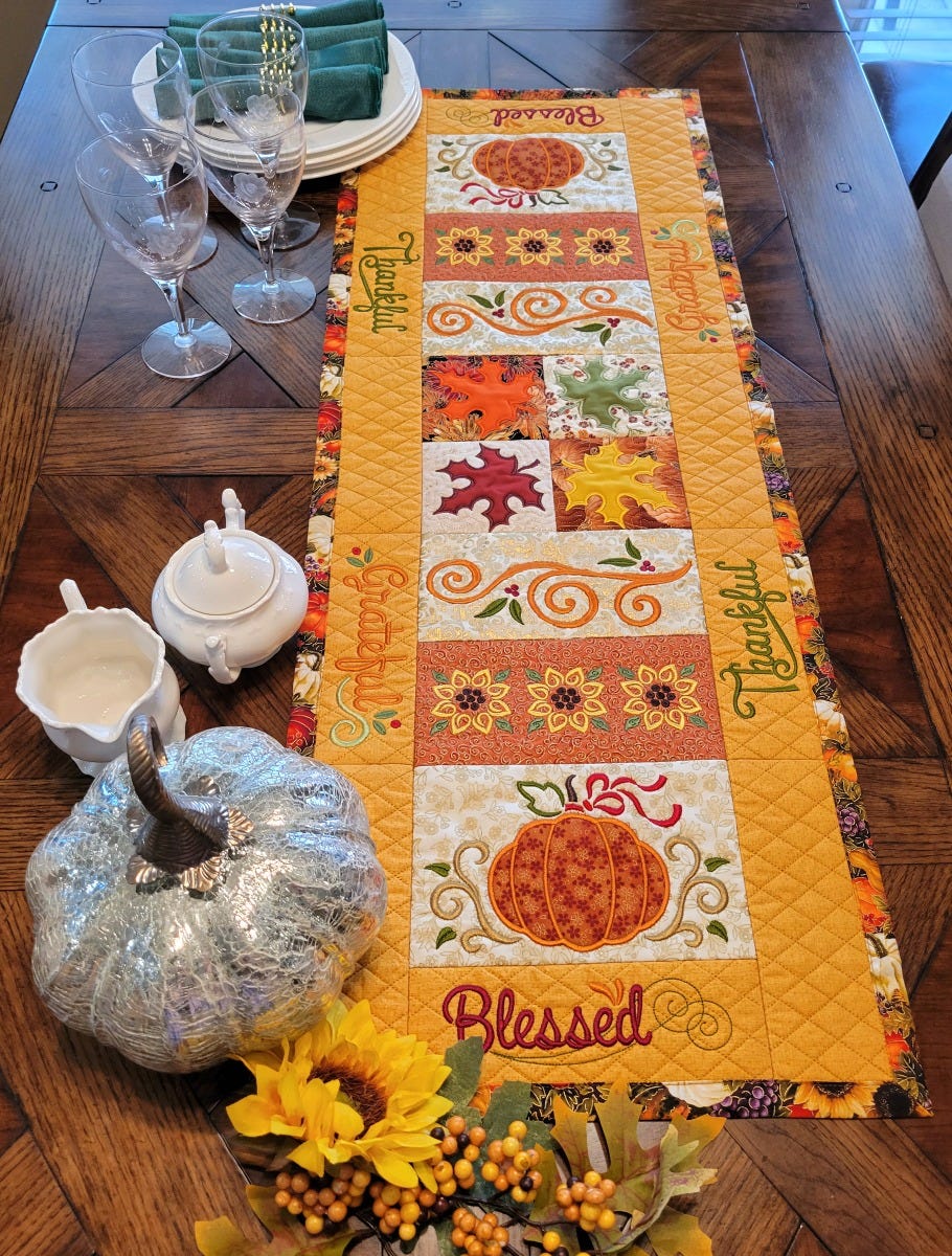 ITH Fall Table Runner 1 | Machine Embroidery Designs by JuJu