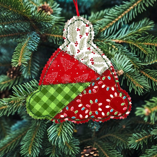 ITH Crazy Patch Ornament Santa Hat | Machine Embroidery Designs by JuJu